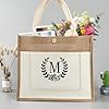 Tarklanda Cadeau pour Femme, Sacs de Jute en Toile Initiale, Jute Tote Bag avec Alphabet, Sac Cabas Multi-Usages, Cadeau pour Femmes, Amis, Maman, Anniversaire, Fête des mères (M) #3