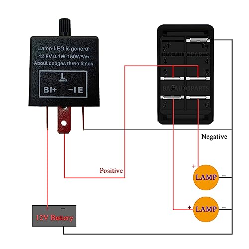 Image of Red Led Hazard Warning Rocker Switch with 3 PIN Adjustable Flasher Relay LED Flasher Blinker for Car Truck Pickup UTV RZR Console