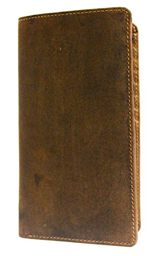 Visconti 724 Hunter Distressed Brown Leather Tall Bi-fold Wallet for Home, Business, or Travel 7"x 4"x 1" (Oil Tan)2
