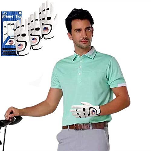 Amy Sport Golf Gloves Men Left Hand With Ball Marker 3 Pack For Right Handed Golfer Premium Leather Weathersof Grip Soft Mens Glove (3 Pack-White,Large,Worn On Left Hand (Fit Right Handed Golfer)) #TOP6