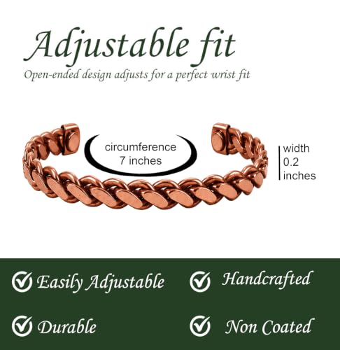 Image of Touchstone Copper Bracelet Tibetan Style. Hand Forged with Solid and high Gauge Pure Copper.