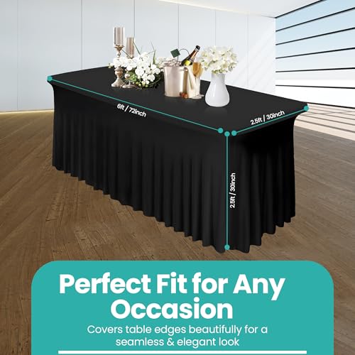 Nappe jupe spandex noire 72" extensible pour buffets et tables de mariage