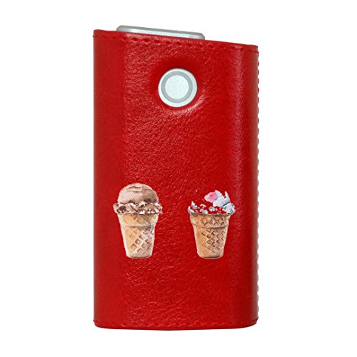 glo グロー グロウ 専用 レザーケース レザーカバー タバコ ケース カバー 合皮 ハードケース カバー 収納 デザイン 革 皮 RED レッド アイス かわいい 夏 014774