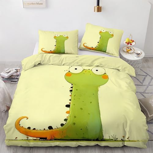 Housse de couette 220x240 dinosaure en microfibre douce avec zip