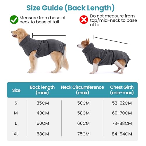 HAPPY HACHI Hunde Bademantel Mikrofaser Badetuch Hundebademantel Waschbare Super Saugfähig Feuchtigkeit Schnell Trocknend Handtuch Strandtuch für Kleine Mittlere und Große Hund Katze (Grau, L)