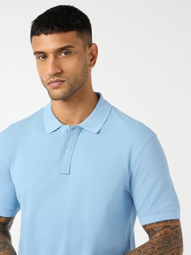 Image of Bewakoof Men Solid Regular Fit Half Sleeve Collar Pure Cotton T-Shirt