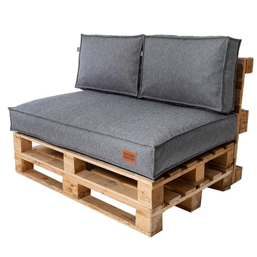 GoldenGroup Garden Set Cushion for Pallet Furniture - Light Melange - Upholstery Fabric - Durable & Waterproof - 120 cm x 65 cm x 15 cm Seat, 120 cm x 40 cm x 10 cm Back