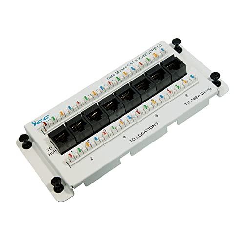 Image of ICC CAT6 Ethernet Data Module, 8 Ports, UL Listed & PoE++ Rated, High-Performance Network Interface, Quick Push-Pin Mount, Fits 9 inch 14 inch, and 28 inch Structured Wiring Enclosures, Premier Series