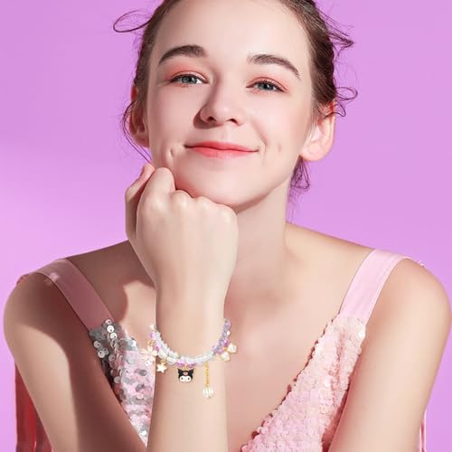 Image of SANNIDHI Crystal Bracelet for Girls Stylish Double Layer Pearl Crystal Bead Bracelets Jewelry with Cute Pendant Charm, Bracelet for Kids Women Ideal Gift for Girls