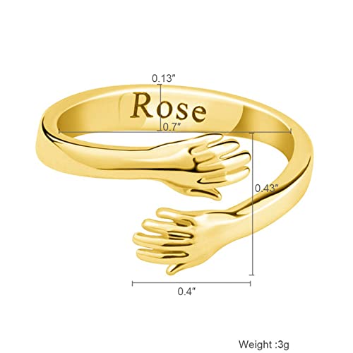 Personalized Hug Ring for Women Custom Ring Personalized Name Rings Adjustable Hugging Hands Open Rings Customized Promise Friendship Wedding Jewelry for Birthday Mothers Day3