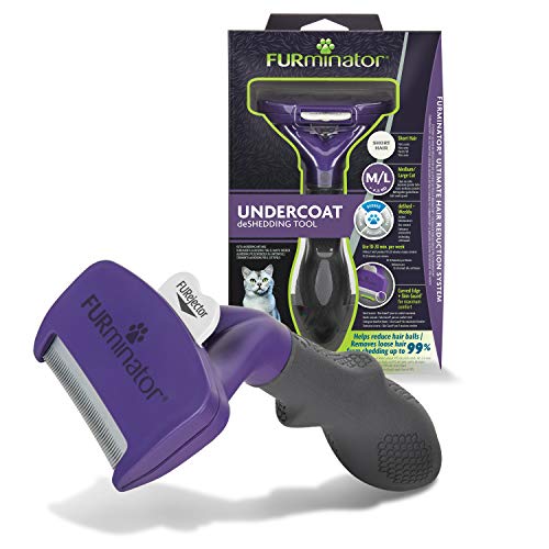 FURMINATOR PREMIUM Outil de Toilettage Pour Chat de Grande Taille à Poils Courts - Elimine 90% des Poils – Nettoyage en 1 clic - Recommandé par des Professionnels - Sans Bisphénol A, black