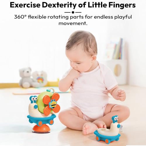 Image of StarAndDaisy Orapple Spinster Toy for Baby 5-in-1 Suction Spinner, Rattle, Friction Car, Windmill & Sensory Play | BPA-Free, Safe & Durable | Interactive Learning Toys for 6+ Months Kids