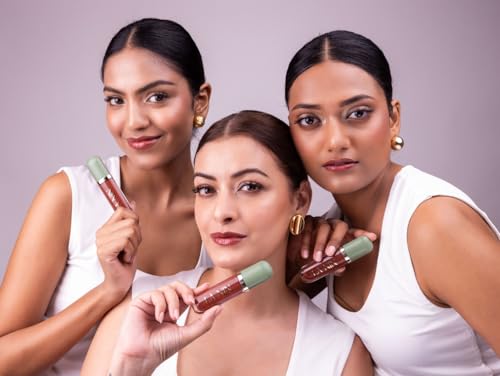 Image of La Nin Skinny Dip Peptide Infused Lip Oil Spicy Latte | Warm Brown for Women | Nourishing Peptide Lip Oil | Smooth Glossy Non Sticky Finish | 6 ml