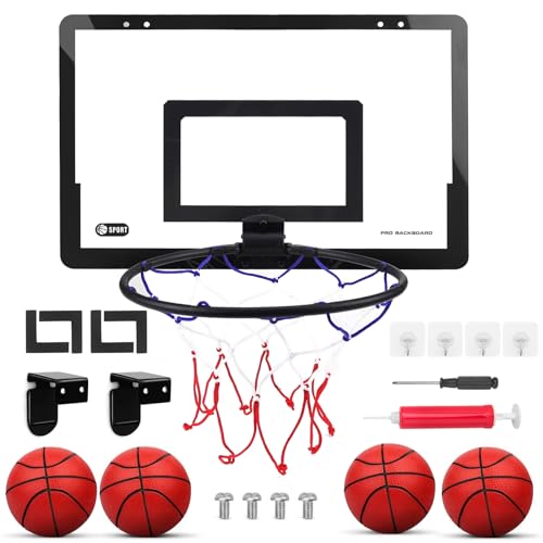 TUZHE Mini Panier de Basket pour Enfants Basketball Hoop Portable Exterieur Interieur Mini Panier Basketball avec 4 Ballon et la Pompe Jouets Sport pour Porte...