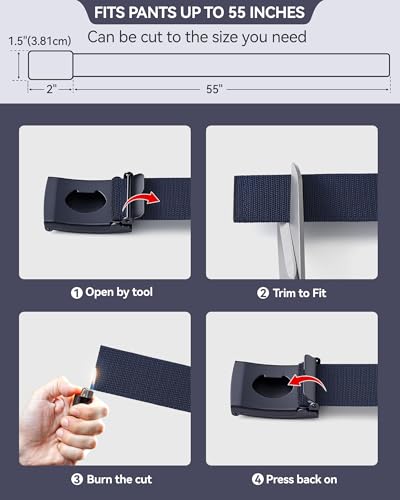 Image of Mile High Life Stretch Canvas Belt for Men, Golf Casual Elastic Web Belt, Top Military Buckle, Adjustable Cut to Fit
