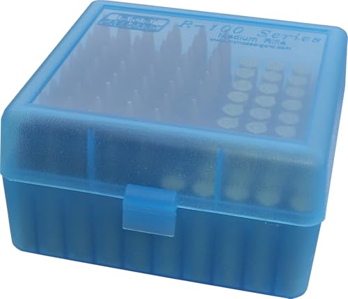 MTM Case-Gard RM-100-24 Rifle Ammo Box 100 Round 220 Swift 243 308 Win 6.5 Creedmoor 6.8x51, USA Made, Clear Blue