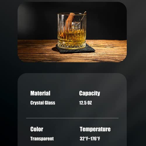 M-Bay 12.5Oz Vertical Stripes Old Fashioned Whiskey Glasses Set Of 4, Thick Bottom Crystal Whiskey Glasses With Luxury Box, Rock Glasses For Bourbon, Cognac, Vodka, Tequila, Scotch… #TOP5