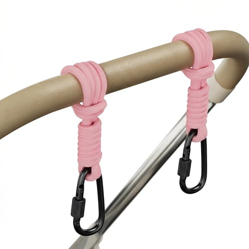 iBestgol Kinderwagen Haken, Universal Kinderwagenhaken für Taschen, Kinderwagen Taschen Halterung, Rosa 2pc