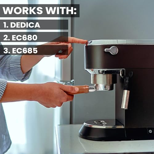 Image of Portafilter 51mm Made for DeLonghi Machines Bottomless Wooden Handle & Stainless Steel Head - Compatible with DeLonghi Dedica EC680 /EC685 /EC785 /EC820 /EC850 /EC860 & Gevi Espresso Machines