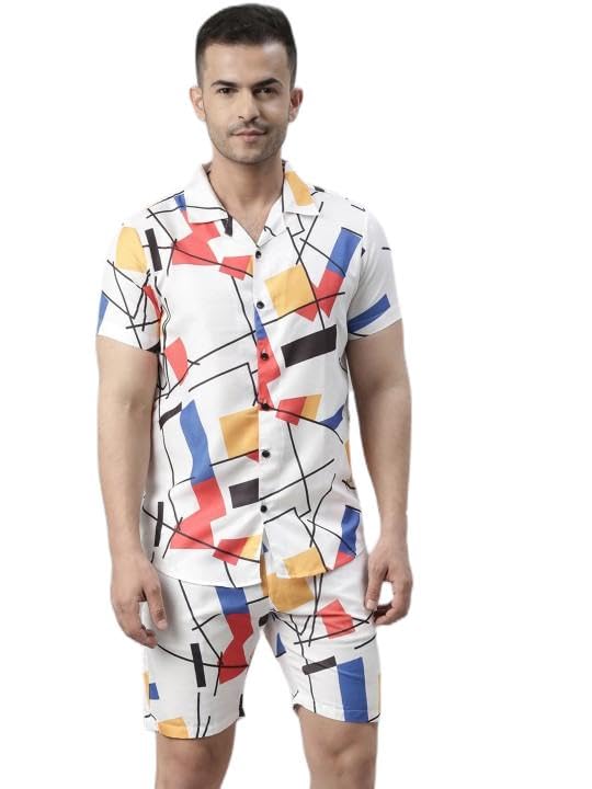 bushirt Mens Printed Regular White Color Night Suit Set-MNS0151-picture-11