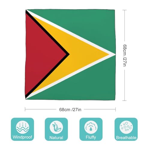 Guyana Flag Women Hair Scarf Square Silk Like Head Scarves Handkerchief Satin Neck Scarf2
