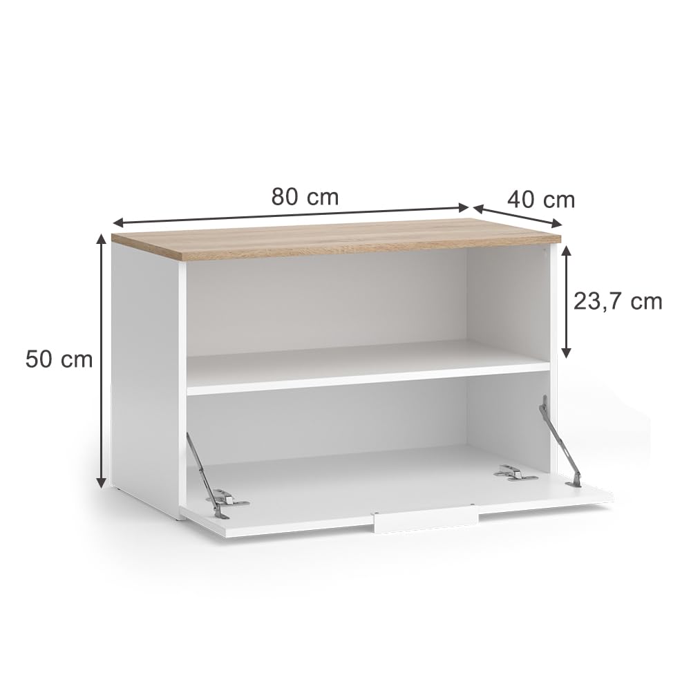 Vicco Credenza Wido, Bianco/Sonoma, 80 x 50 cm con 1 scomparto chiuso, adatto per la conservazione di oggetti domestici