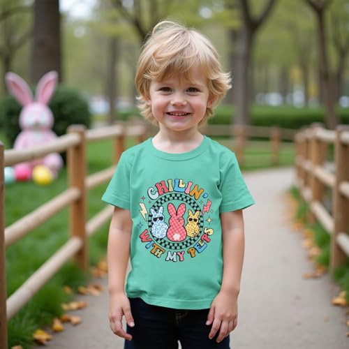 Toddler Baby Boy Girl Easter Shirt Cute Bunny Graphic T-Shirt Funny Chillin' with My Peeps Tee Short Sleeve Tops3
