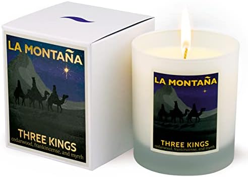La Montaña Three Kings | Luxury Home Scented Candles Inspired by Spain | Natural Wax | Cedarwood, Frankincense, Myrrh, Pine Needles, Turrón (Almond Nougat) & Brandy