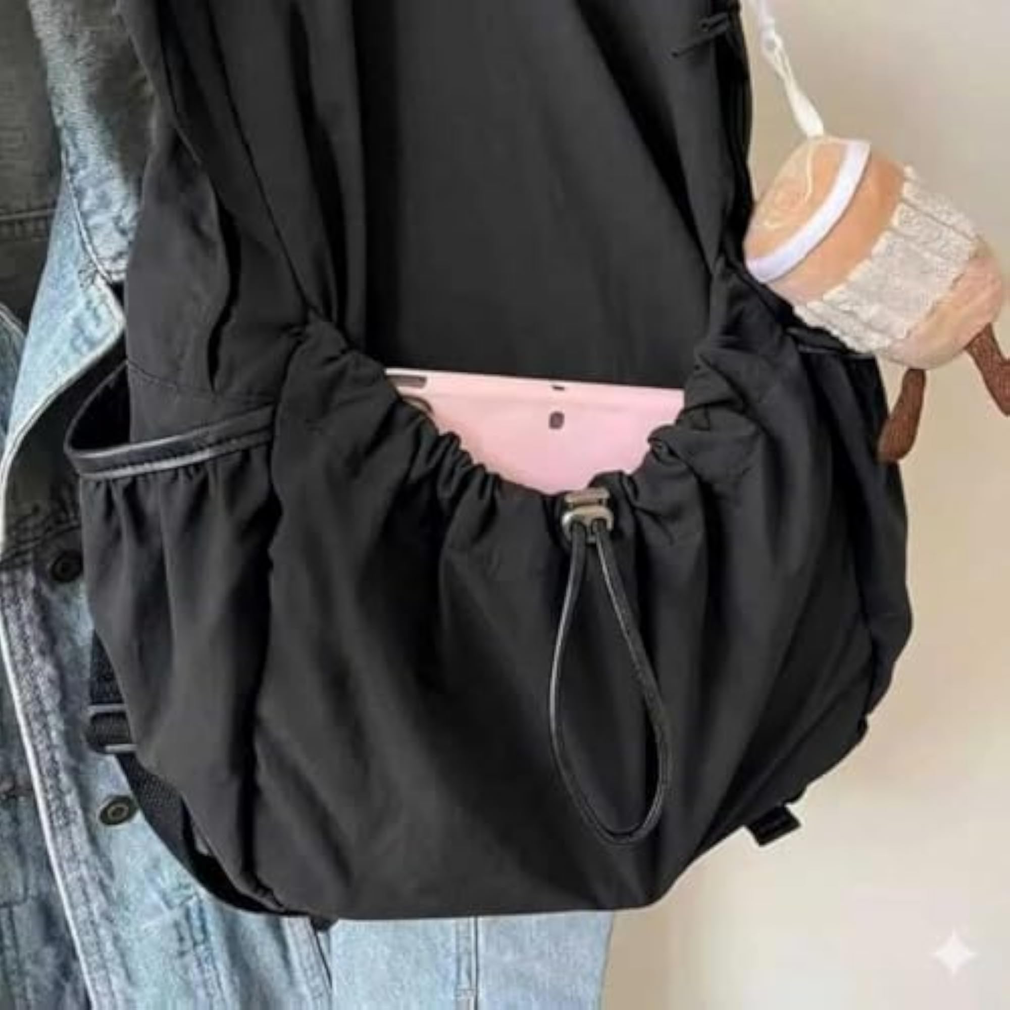 Casual Canvas Drawstring Backpack for Girls
