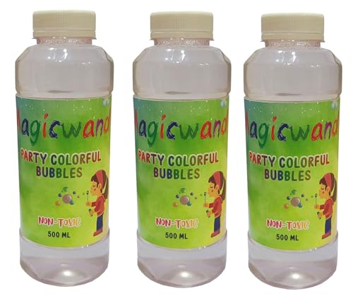 Image of Magicwand Bubble Gun Plastic Refill Liquid【Made in India】【1500ml】【Please Do Not Add Water,Use As Delivered】【Pack of 1 】【Colors as Per Stock】