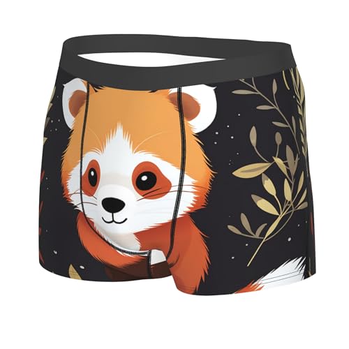 Animal Raccoon Men's Boxer Briefs, Leaves Breathable Mens Underwear Comfort Boxers Shorts Support Trunks