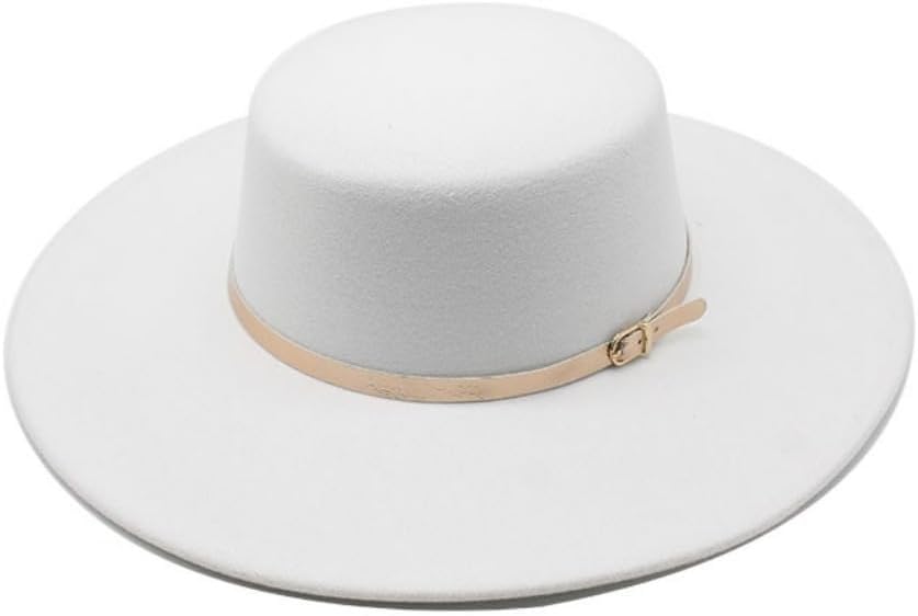 Classic Western Cowboy Hat, Wool, Wide Brim with Leather Band, Cream White