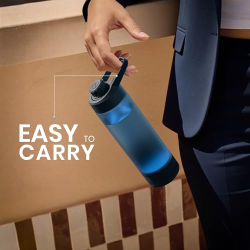 Image of Aquaminder Smart Water Bottle Glows & Beeps to Remind You to Drink More 770 ml Chug Cap Bottle For Adults and Kids Perfect For Gift, Travel, Gym, Yoga, Black, Silicone