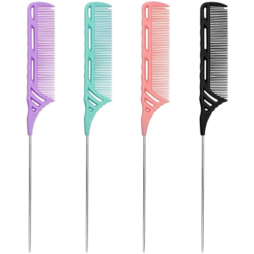 Set de 4 Peines Cola de Rata para Corte y Extensiones miniatura 1