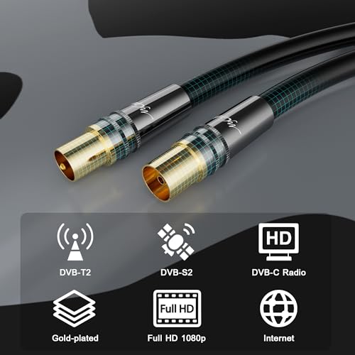 Mygatti RG6 4K TV Aerial Cable 7.5 Meters,black Satellite Cable,Antenna cable -75 Ohm, Gold-Plated IEC Connectors Plug/Socket - Image 4