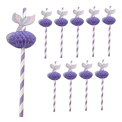 50 pitillos de papel color violeta diseño sirena miniatura 1