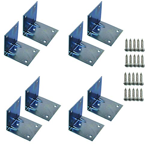 Codkey Technologies Lot de 8 équerres à angle droit - 90 degrés En acier inoxydable d'angle forme L Support d'étagère galvanisé pour fixation meubles 80 x 2 mm d'épaisseur