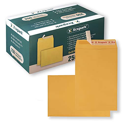 Xxcxpark 250 PCS 6×9 inches Security Catalog Envelopes Printable Self Seal Envelopes, Anti Tear brown Kraft Envelopes…