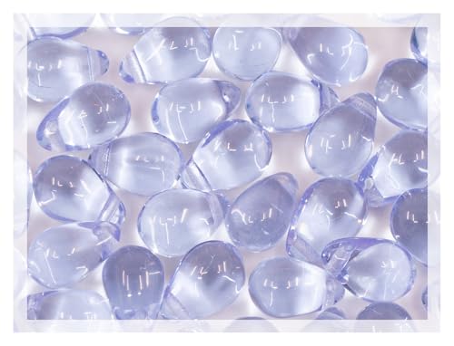 Bohemia Crystal Valley Czech 50-Piece Glass Beads, 6x9mm, Teardrop Transparent Violet-Blue (20210)