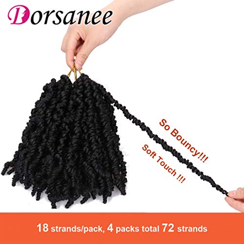 Pretwistd Crochet Hair Spring Twist Crochet Hair Pre Looped Crochet Braids Short Curly Ombre Colors Passion Twist Bomb Twist Fluffy Twist Braiding Hair Extensions (8 Inch (Pack Of 4), 1B) #TOP4