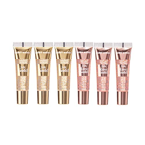 Ruby Kisses 24K Gold Oil Lip Gloss (6 Count Gold & Rose Gold)