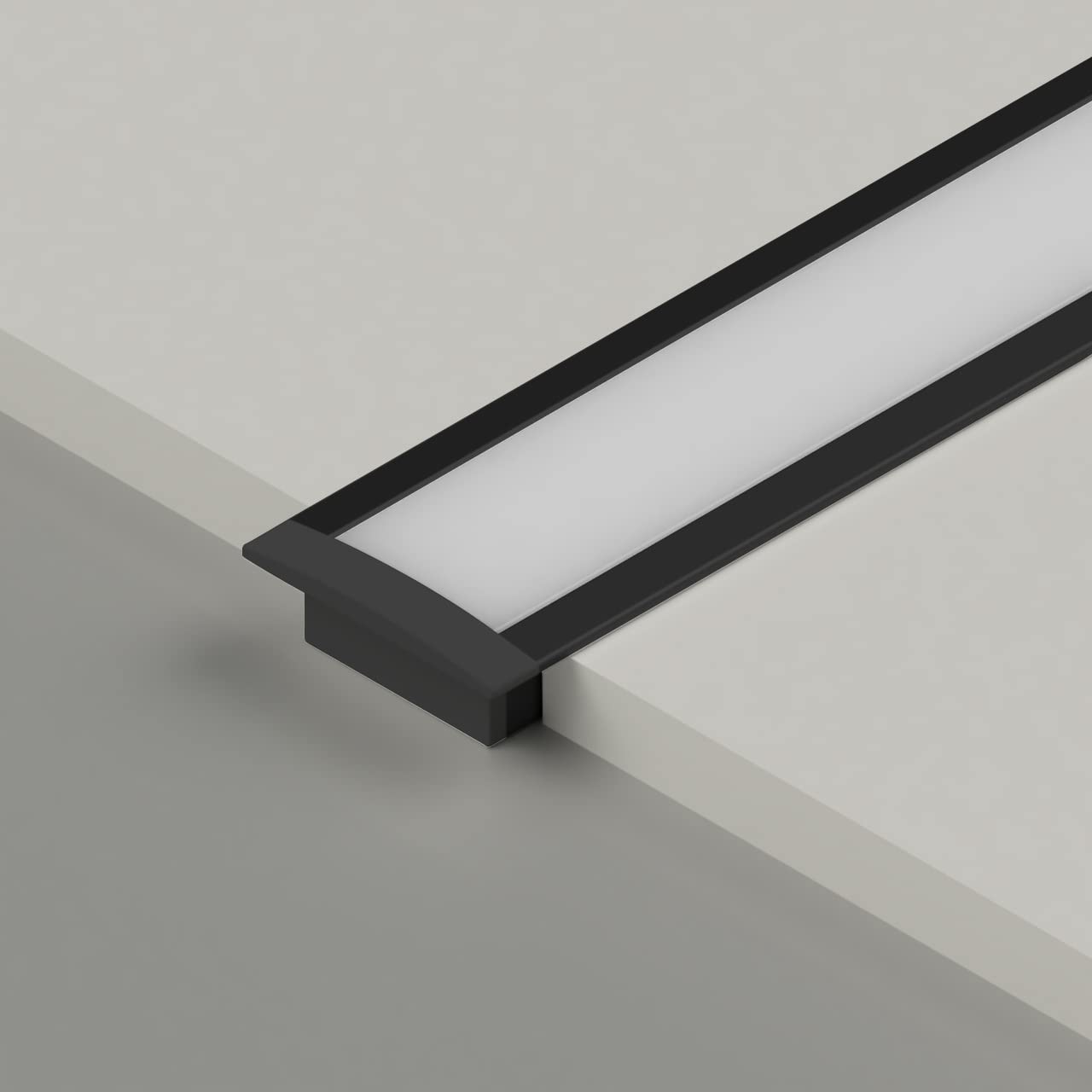 Ledbrite Black Led Recessed Aluminium Profile 2M / 6.6Ft Alp2515-Blk Led Aluminium Extrusion With Channel Diffuser With End Caps Recessed (Pack Of 4)