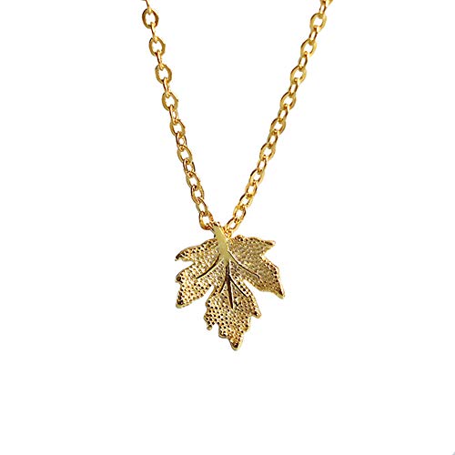 Fashionable creative natural leaves hemp maple leaf pendant necklace with collarbone chain