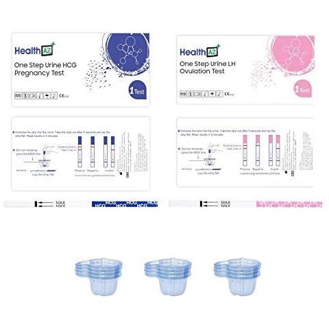 HealthAZ Ovulation Test Kit HCG15-LH40, 15 Pregnancy Test Strips & 40 Ovulation Test Strips with 55 Urine Cups Reliable & Quick Early Pregnancy Test Cover