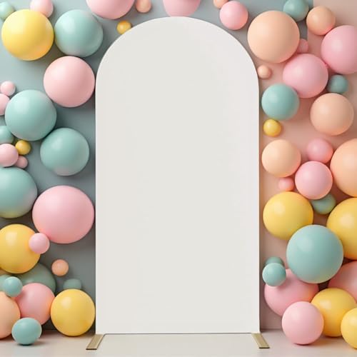 Deisy Dee 7.2FT Stretch Arch Backdrop Cover - Elastic Polyester Fabric for Snug Fit, Easy Install Wrinkle-Resistant Drape for Wedding, Photo Booth & Event Decor (Off White)