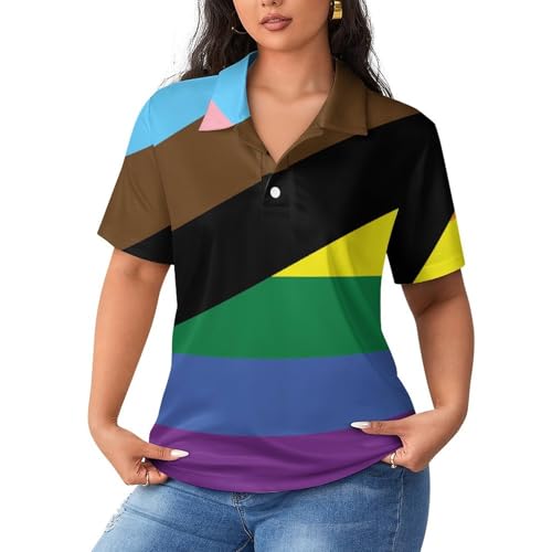 Polo manga corta mujer LGBT arcoíris camiseta trans femenina