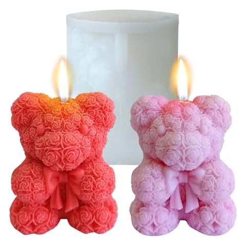 Midnadiy 3D Bear Silicone Candle Moulds Cover