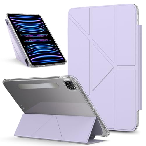 Coque iPad Pro 12.9 violette avec support amovible et dos rigide translucide