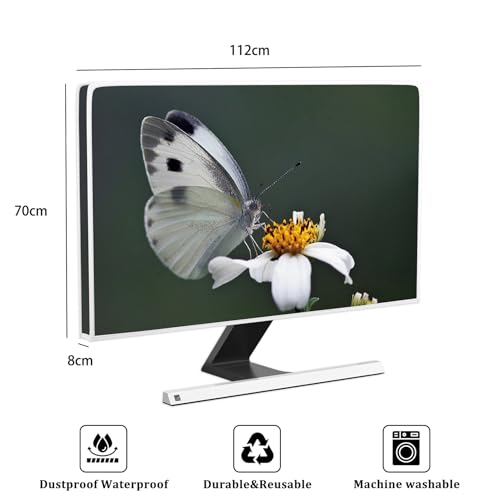 Image of Butterfly Waterproof Television Cover 45,46,47,48 Inch Natural Insect Flower TV Display Screen Covers Anti-Static Dustproof Protective Cover for Screen TVs Desktop TVs Hanging TV