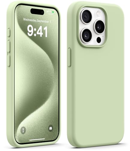 Coque iPhone 15 Pro en silicone liquide de qualité alimentaire vert clair AOTESIER